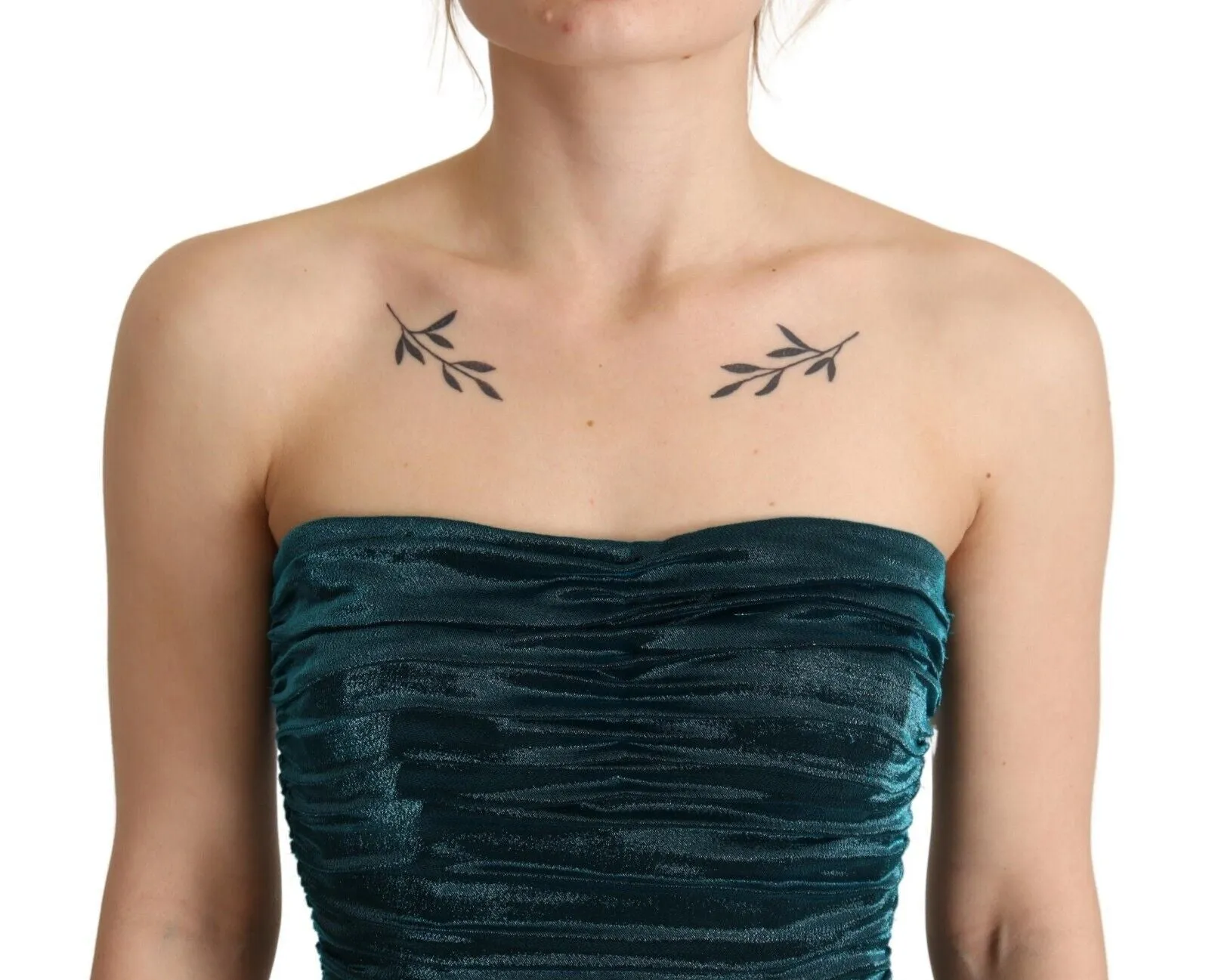 Turquoise Bustier Bodice Draped Midi Dress sold by Lord & Taylor product image thumbnail 4