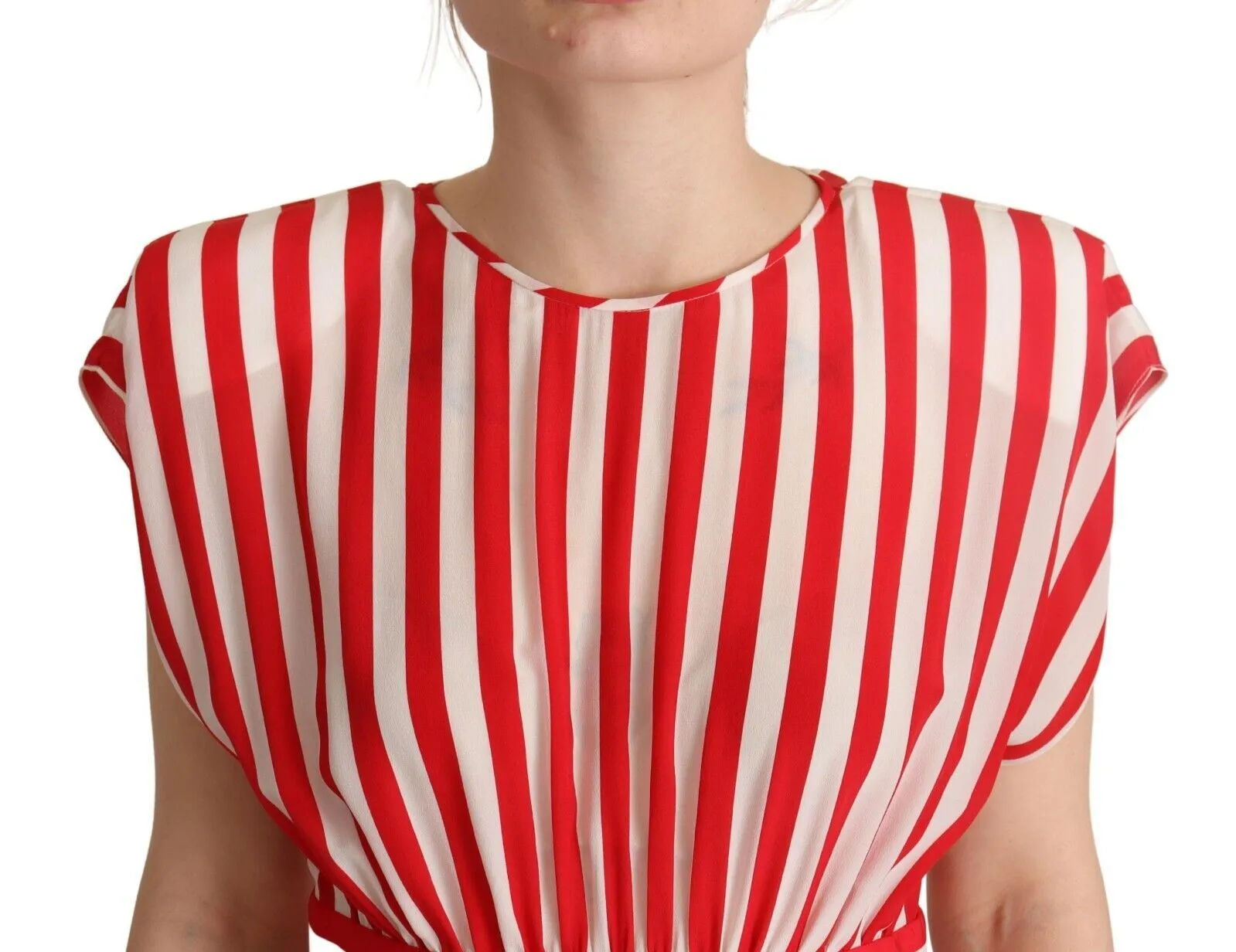 Red White Stripes Silk Mini A-line Dress sold by Lord & Taylor product image thumbnail 4