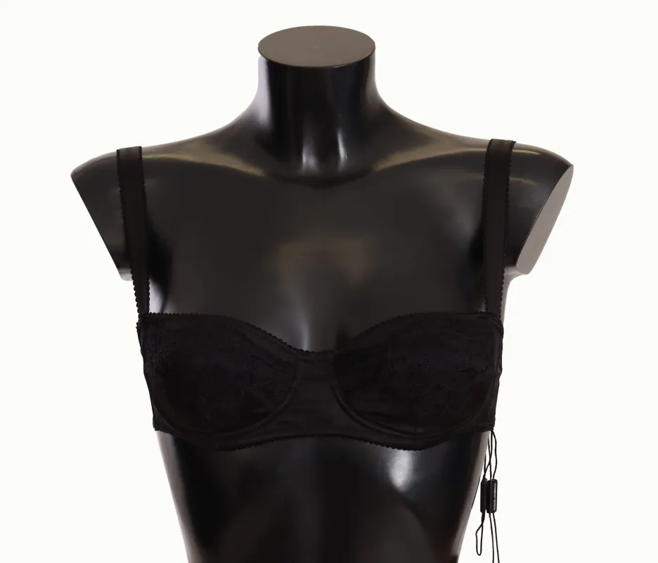 Black Polka Dot Satin Lace Balconette Bra sold by Lord & Taylor