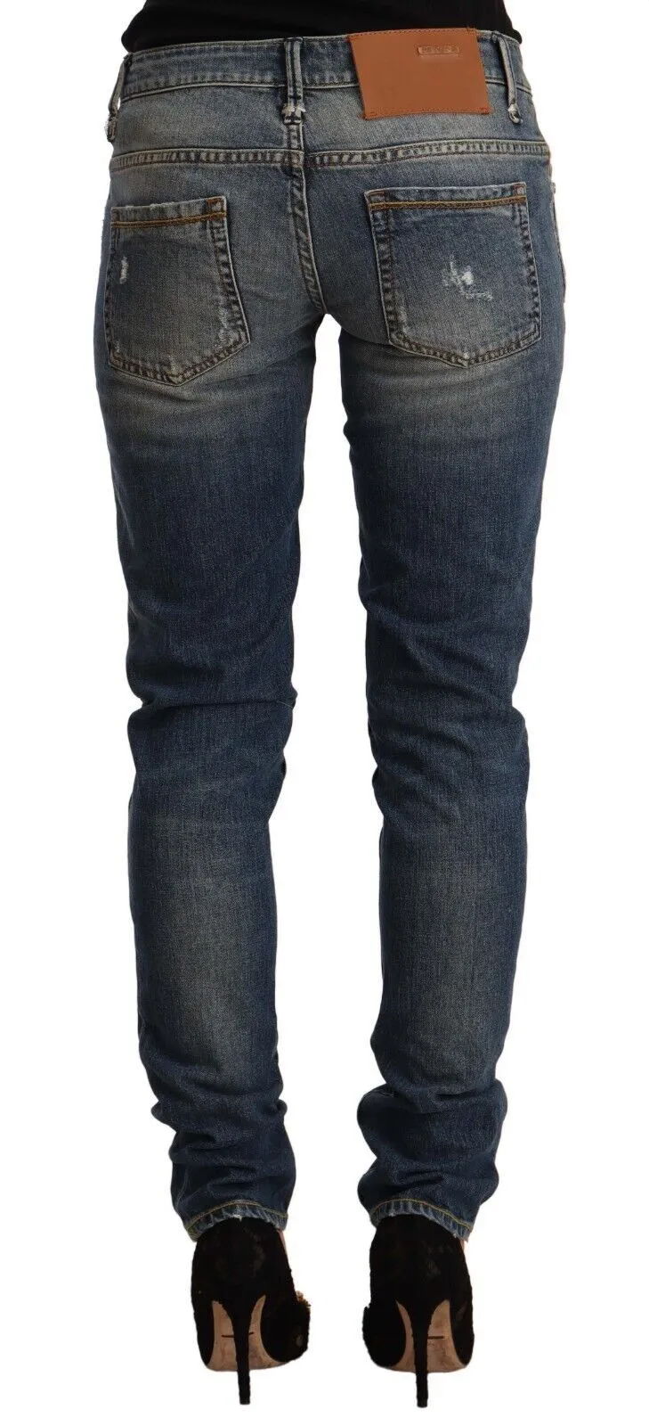 Blue Washed Cotton Mid Waist Skinny Denim Jeans sold by Lord & Taylor product image thumbnail 3