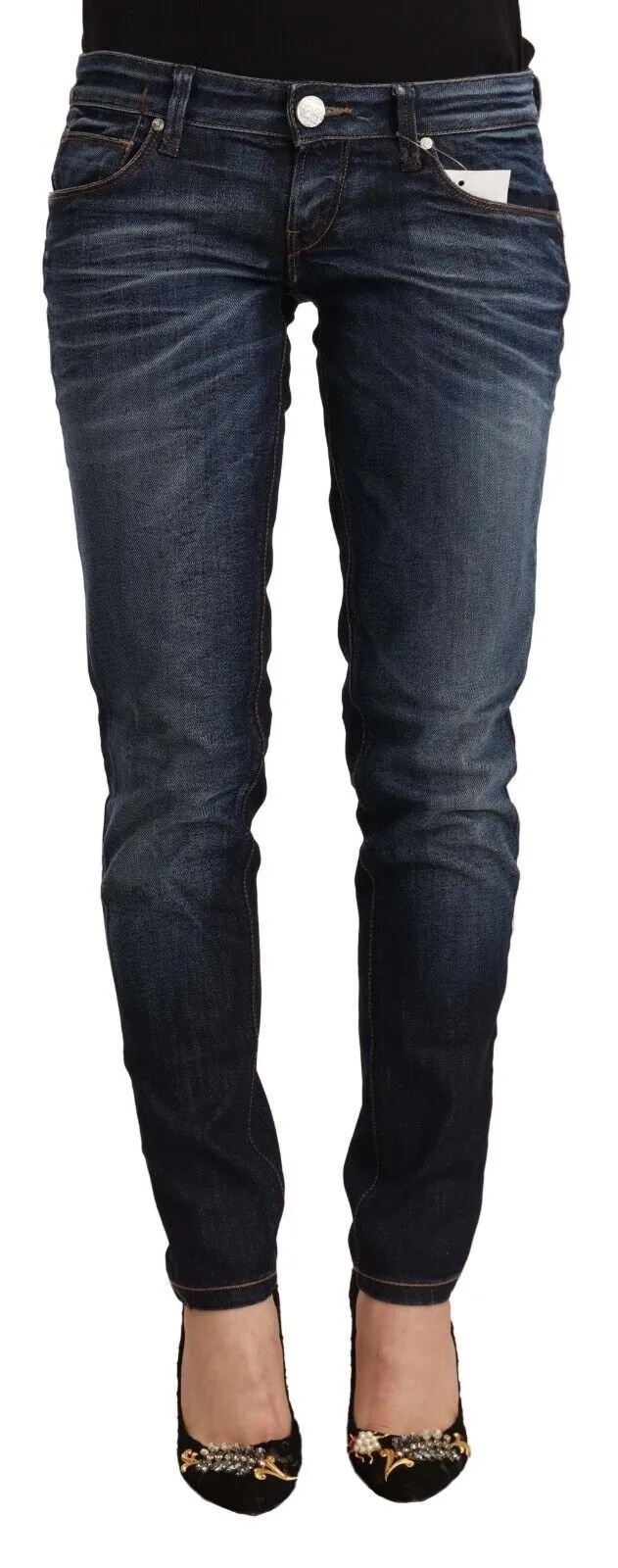 Blue Washed Cotton Low Waist Skinny Denim Jeans sold by Lord & Taylor
