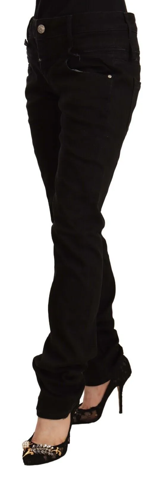 Black Low Waist Cotton Stretch Denim Skinny Jeans sold by Lord & Taylor product image thumbnail 2
