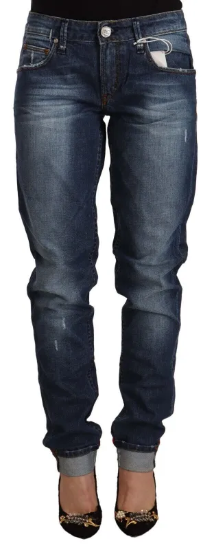 Blue Washed Mid Waist Slim Fit Denim Folded Hem Jeans sold by Lord & Taylor