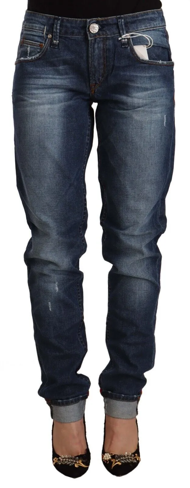 Blue Washed Mid Waist Slim Fit Denim Folded Hem Jeans sold by Lord & Taylor