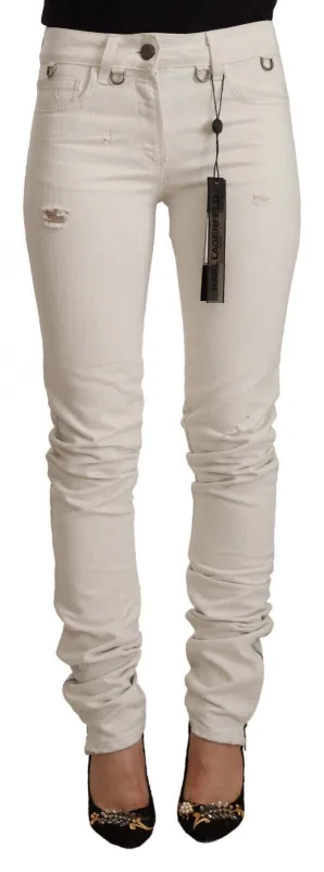White Mid Waist Cotton Denim Slim Fit Jeans sold by Lord & Taylor