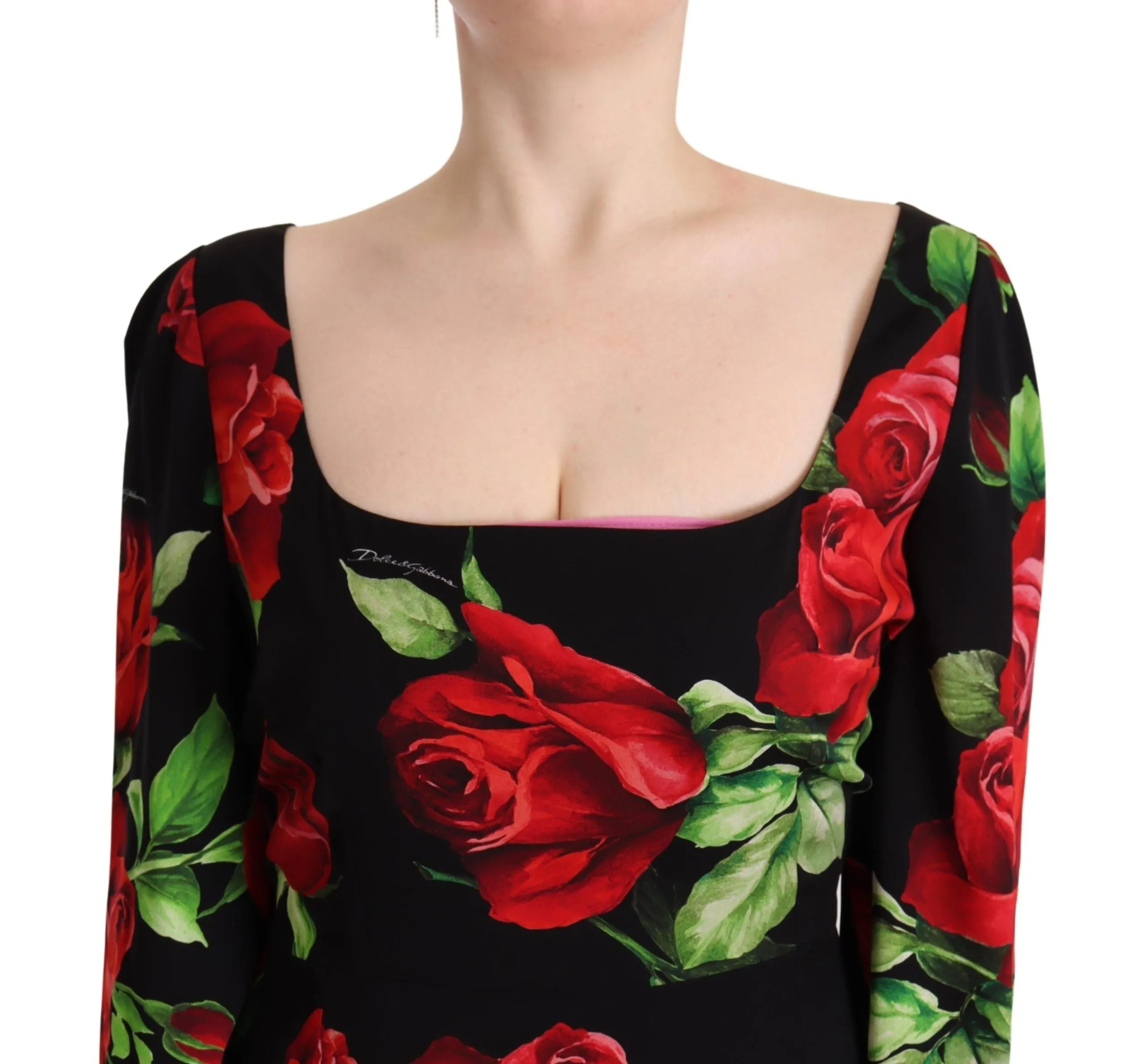 Black Red Roses Sheath Stretch Silk Dress sold by Lord & Taylor product image thumbnail 3