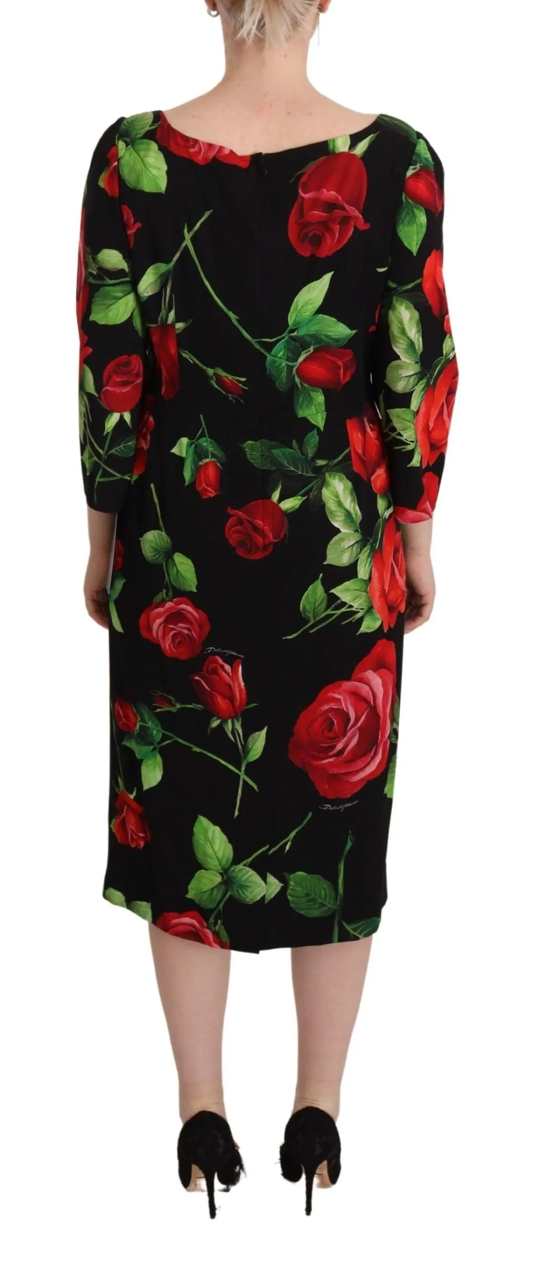 Black Red Roses Sheath Stretch Silk Dress sold by Lord & Taylor product image thumbnail 4