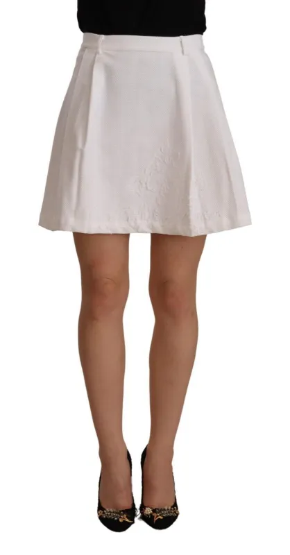 White High Waist A-line Mini Cotton Skirt made by Ermanno Scervino
