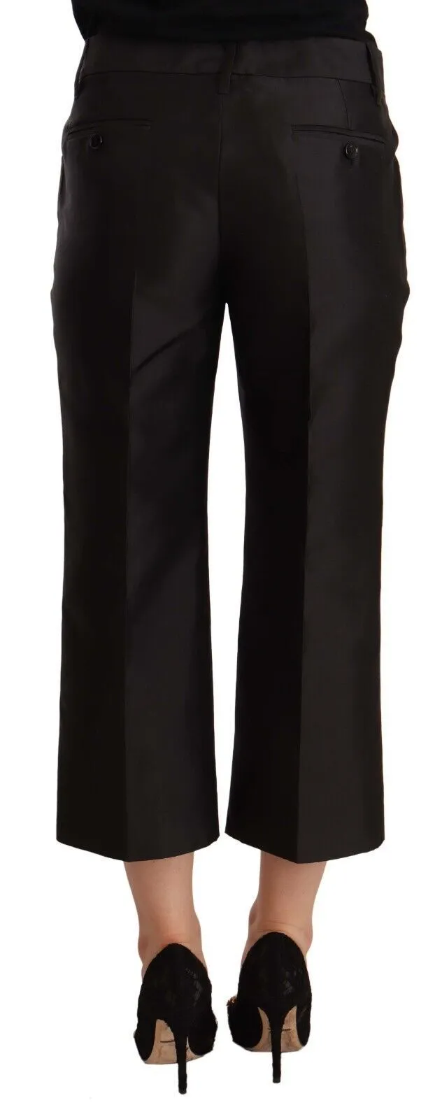 Black 100% Silk Flared Cropped Pants sold by Lord & Taylor product image thumbnail 3