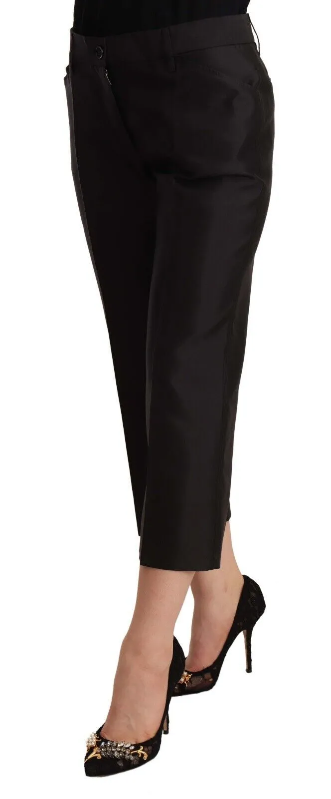 Black 100% Silk Flared Cropped Pants sold by Lord & Taylor product image thumbnail 2