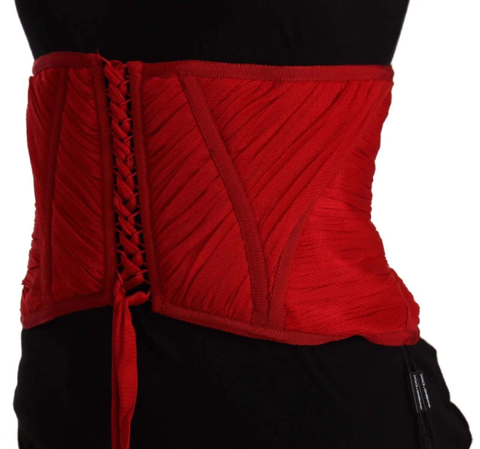 Red Corset Belt Stretch Waist Strap Silk Top sold by Lord & Taylor product image thumbnail 3