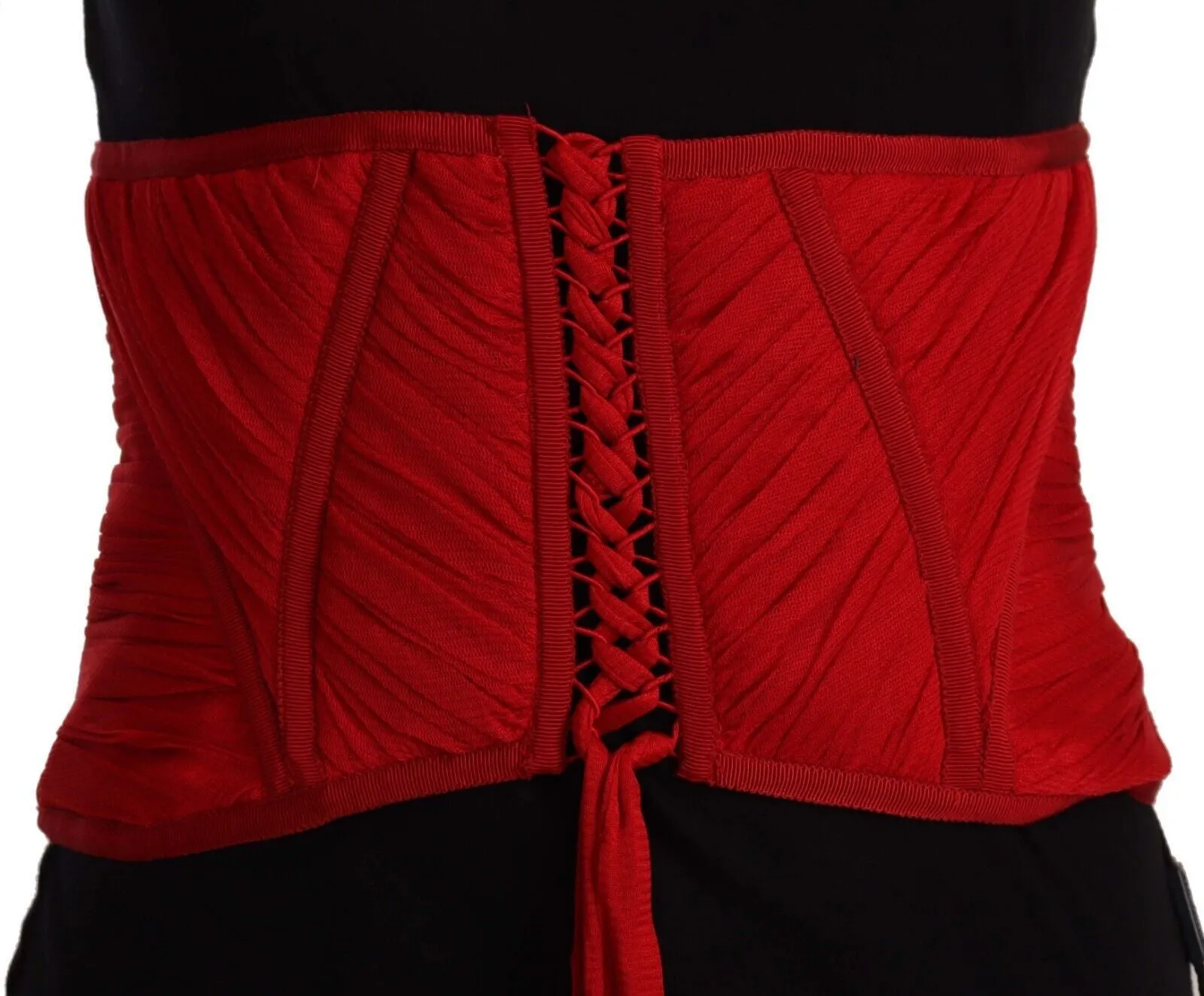 Red Corset Belt Stretch Waist Strap Silk Top sold by Lord & Taylor product image thumbnail 4