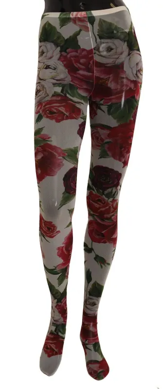 White Floral Print Tights Nylon Stockings sold by Lord & Taylor