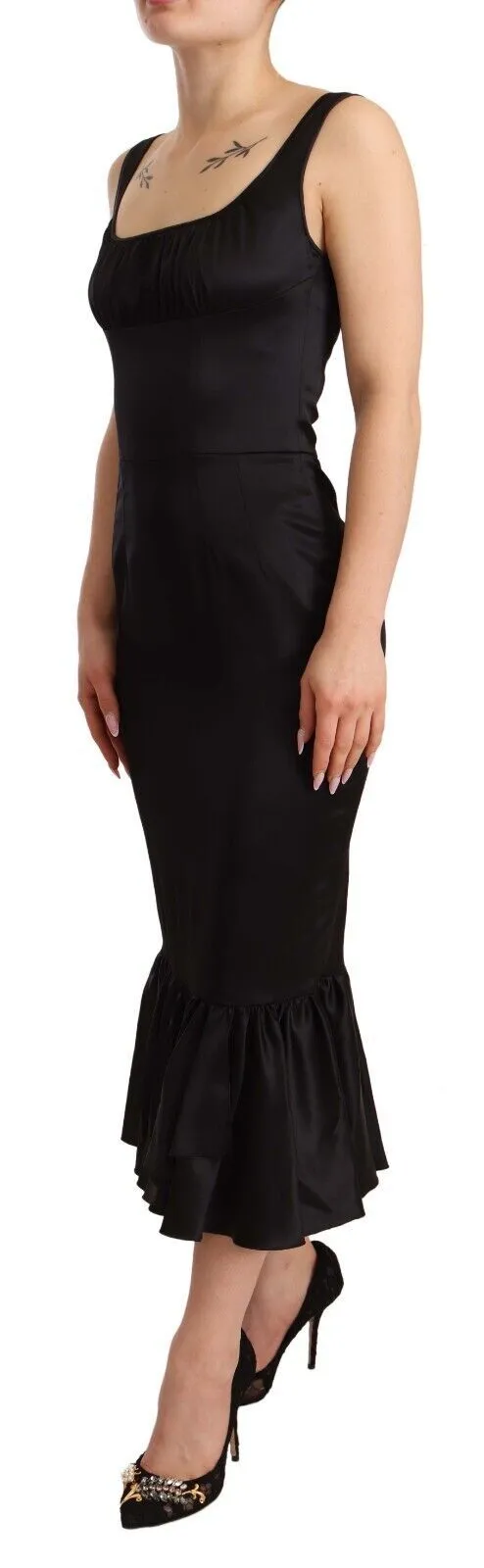 Black Silk Stretch Sheath Mermaid Midi Dress sold by Lord & Taylor product image thumbnail 2