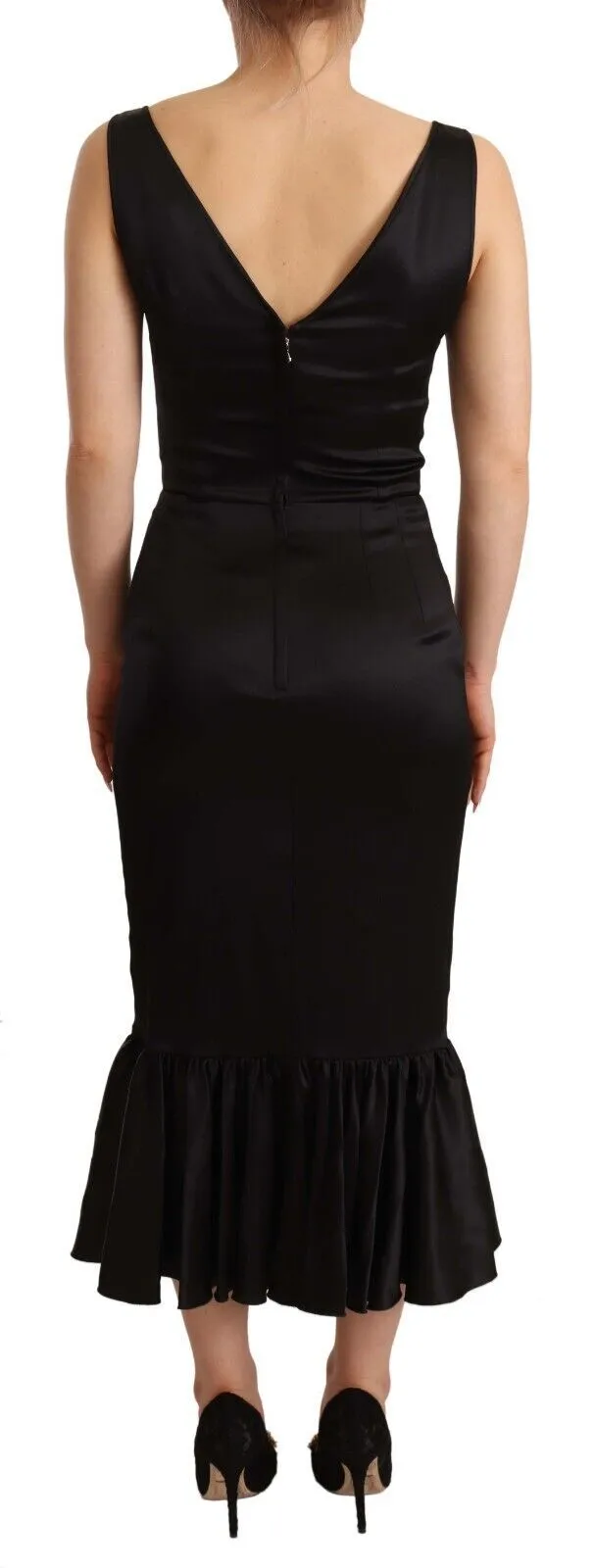 Black Silk Stretch Sheath Mermaid Midi Dress sold by Lord & Taylor product image thumbnail 3