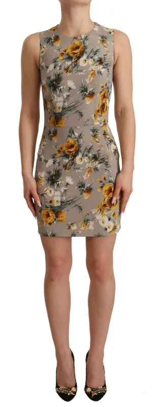 Gray Silk Stretch Floral Sheath Mini Dress sold by Lord & Taylor