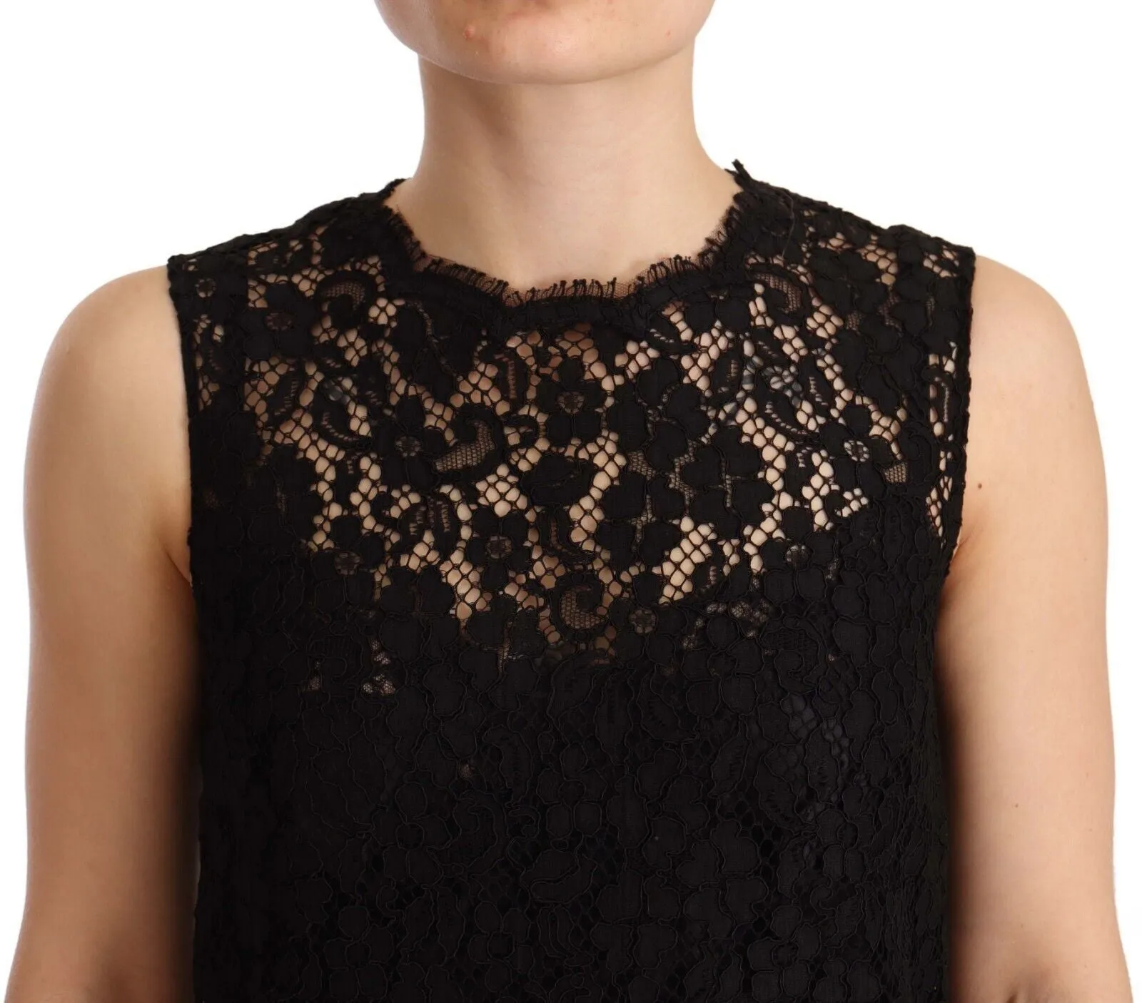 Black Floral Lace Sheath Sleeveless Mini Dress sold by Lord & Taylor product image thumbnail 4