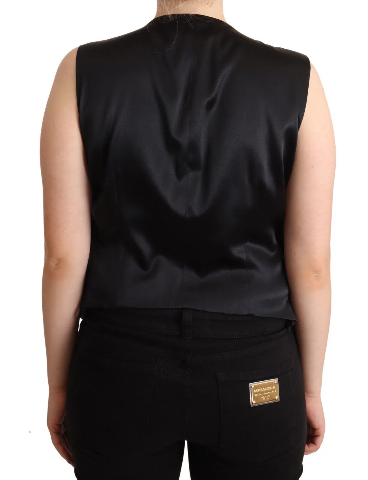 Black Button Down Sleeveless Vest Waiscoat Top sold by Lord & Taylor product image thumbnail 3