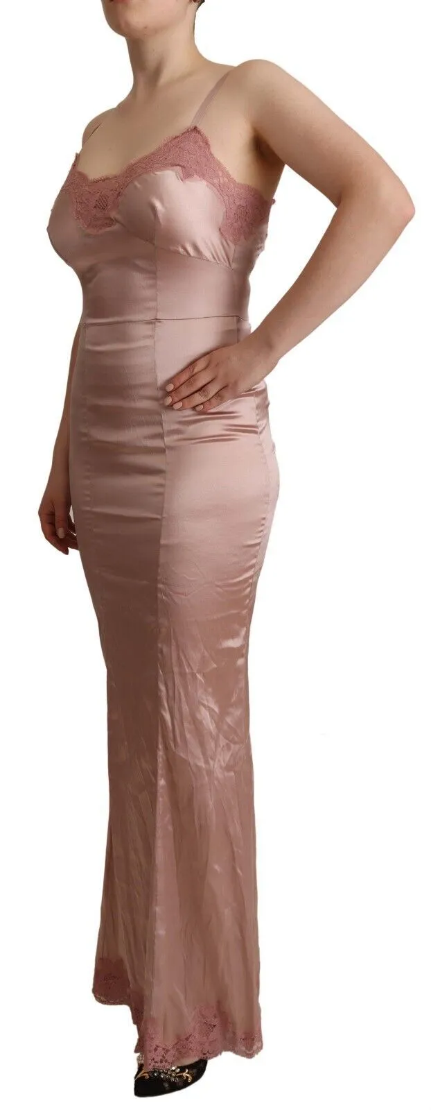 Pink Lace Long Bodycon Maxi Polyester Dress sold by Lord & Taylor product image thumbnail 2