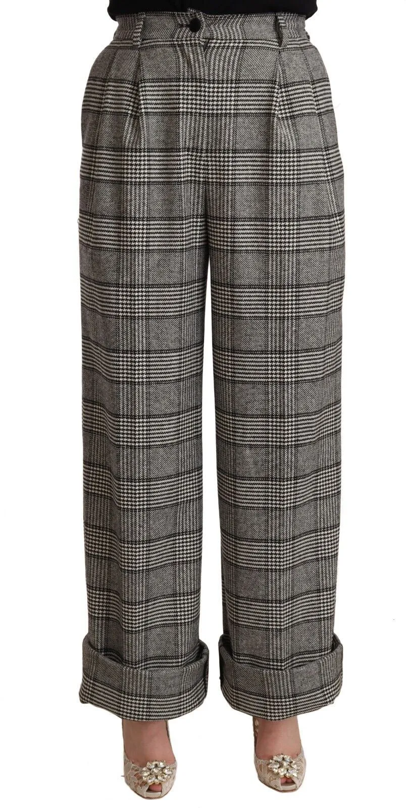 Gray Tartan Straight Trouser Wool Pants sold by Lord & Taylor
