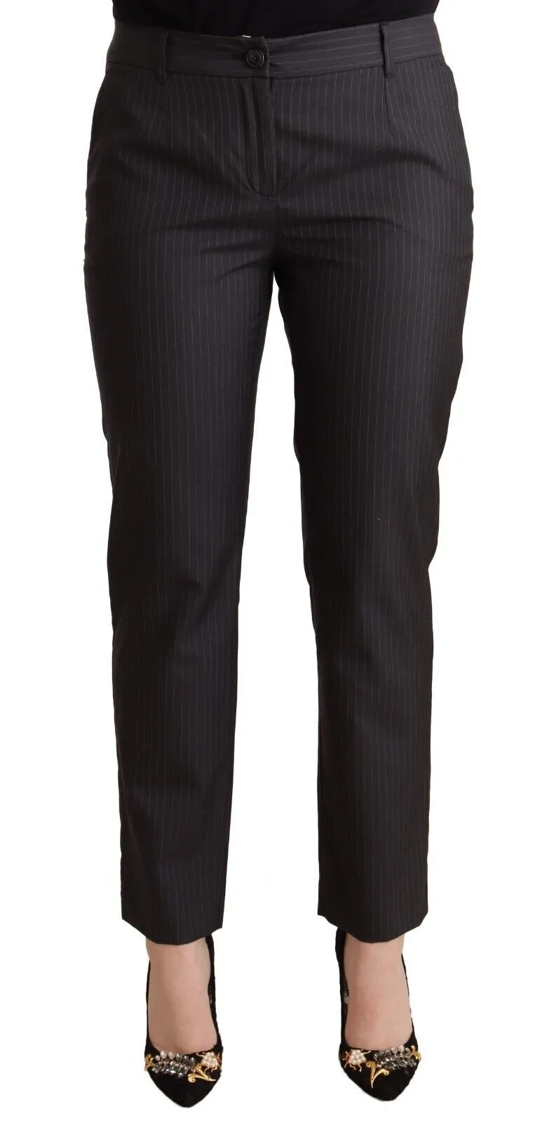Black Striped Wool Tapered Trouser Pants sold by Lord & Taylor