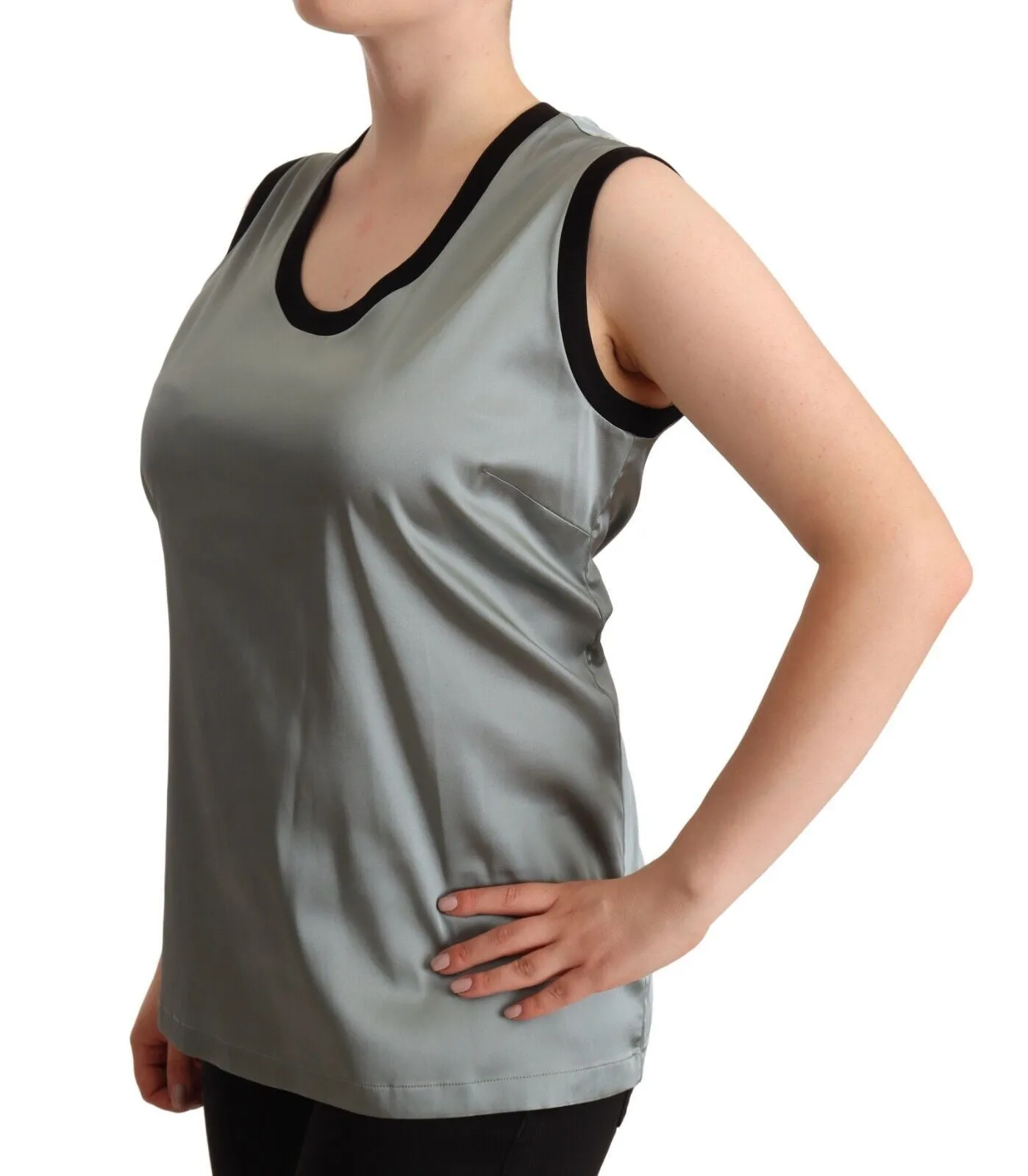 Silver Round Neck Sleeveless Casual Tank Top sold by Lord & Taylor product image thumbnail 2