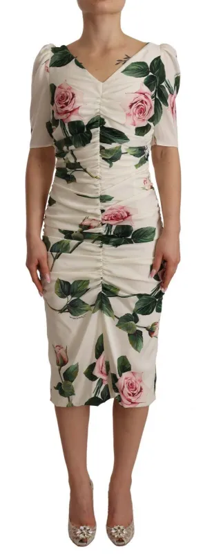 White Roses Print Stretch Silk Pleated Dress sold by Lord & Taylor