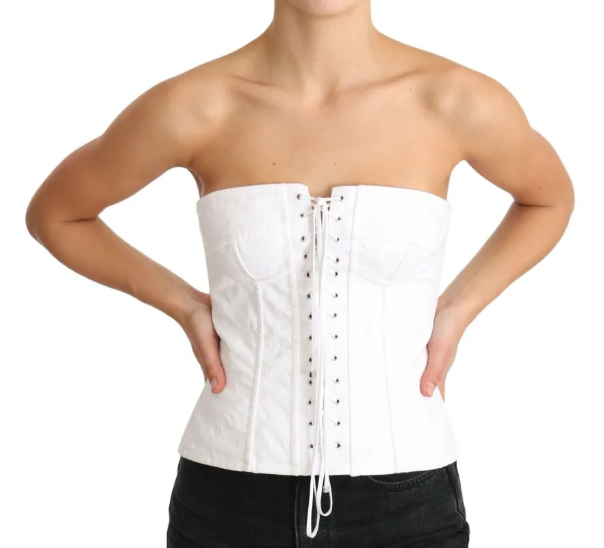 White PALERMO Bustier Cotton Top Corset sold by Lord & Taylor