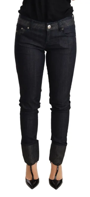 Blue Skinny Folded Hem Denim Trouser Cotton Jeans sold by Lord & Taylor