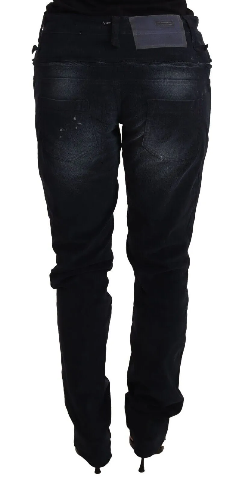 Blue Washed Cotton Denim Low Waist Loose Fit Trousers Jeans sold by Lord & Taylor product image thumbnail 3