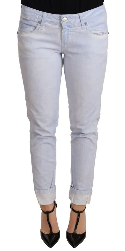 Light Blue Cotton Folded Hem Denim Skinny Women Trouser Jeans sold by Lord & Taylor