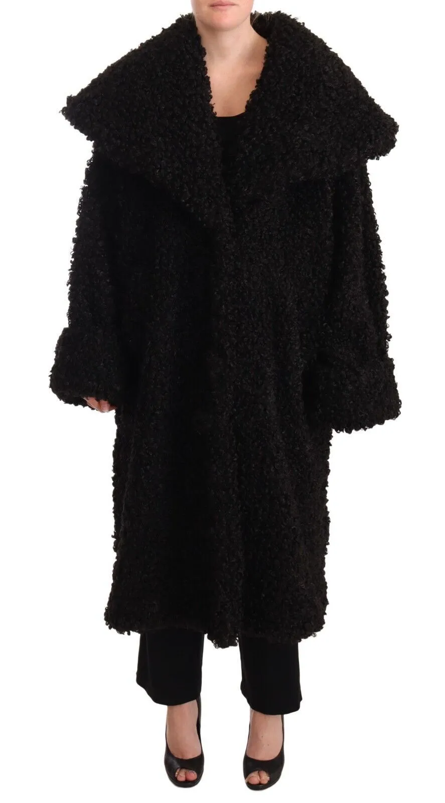 Black Polyester Fur Trench Coat Jacket sold by Lord & Taylor