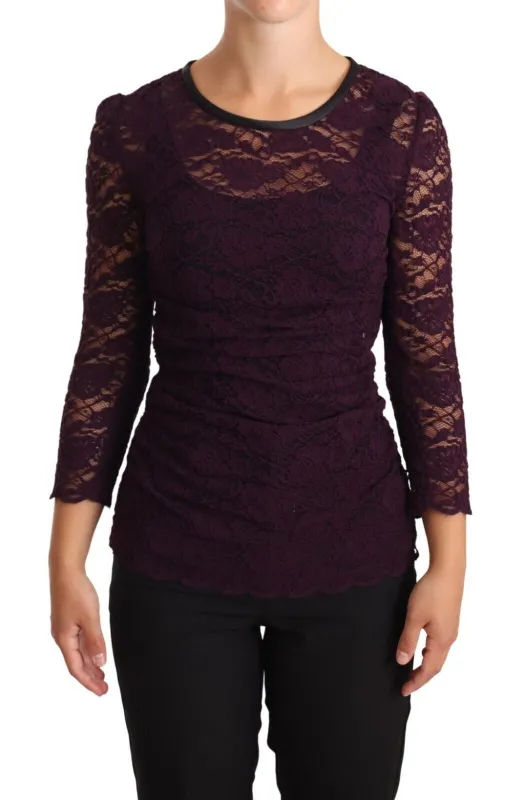 Purple Lace Long Sleeve Top Blouse sold by Lord & Taylor