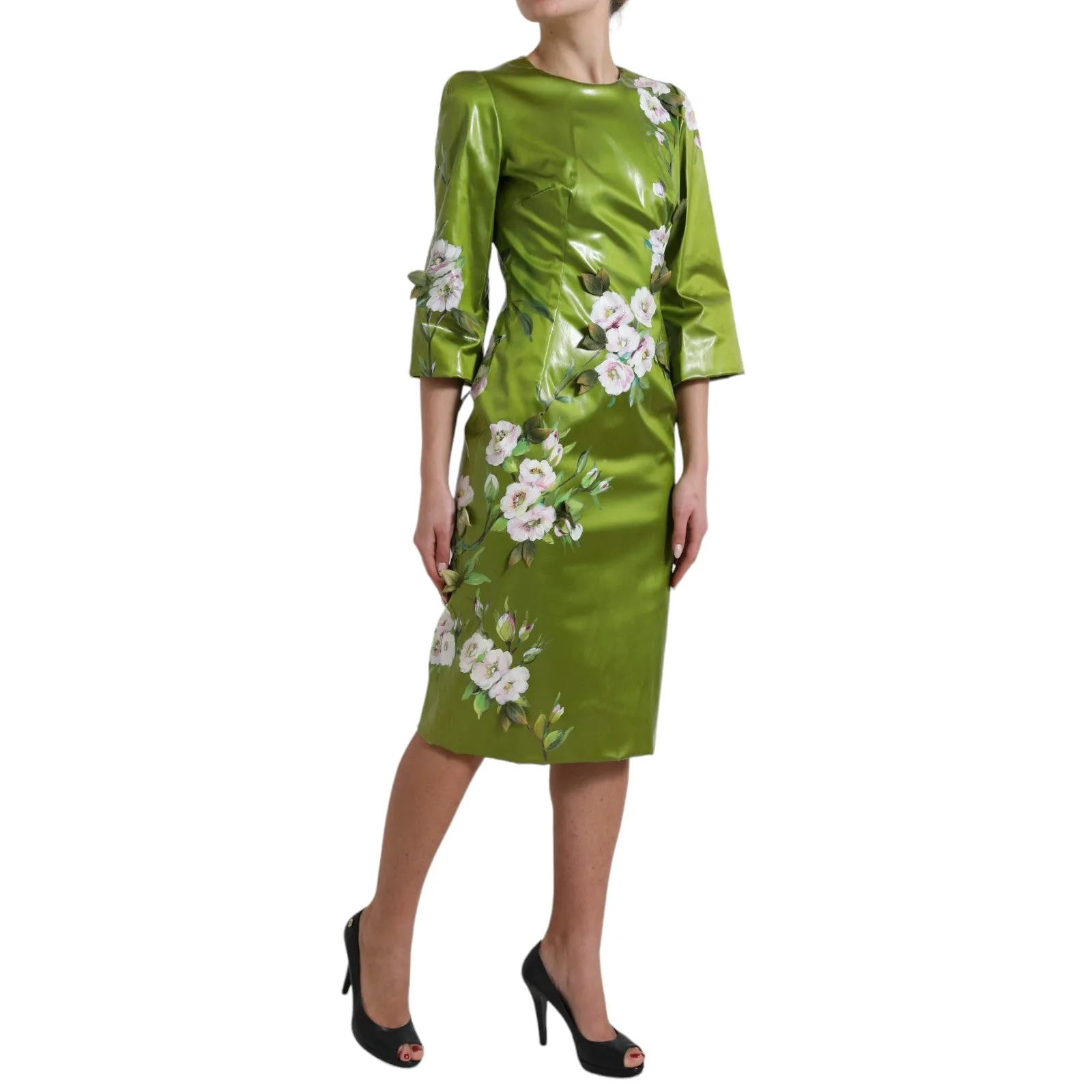 Green Floral Embellished Sheath Midi Dress sold by Lord & Taylor product image thumbnail 4