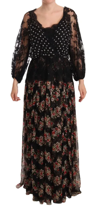 Black Lace Floral Polka Maxi Capri Dress sold by Lord & Taylor