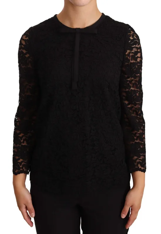 Black Floral Lace Nylon Blouse Top sold by Lord & Taylor