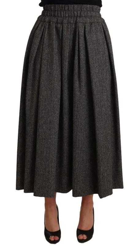 Gray Wool High Waist A-line PIECE Skirt sold by Lord & Taylor