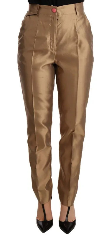 Gold Silk Tapered Trouser Metallic Pants sold by Lord & Taylor