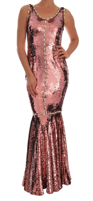 Pink Sequined Sheath Crystal Dress Gown sold by Lord & Taylor