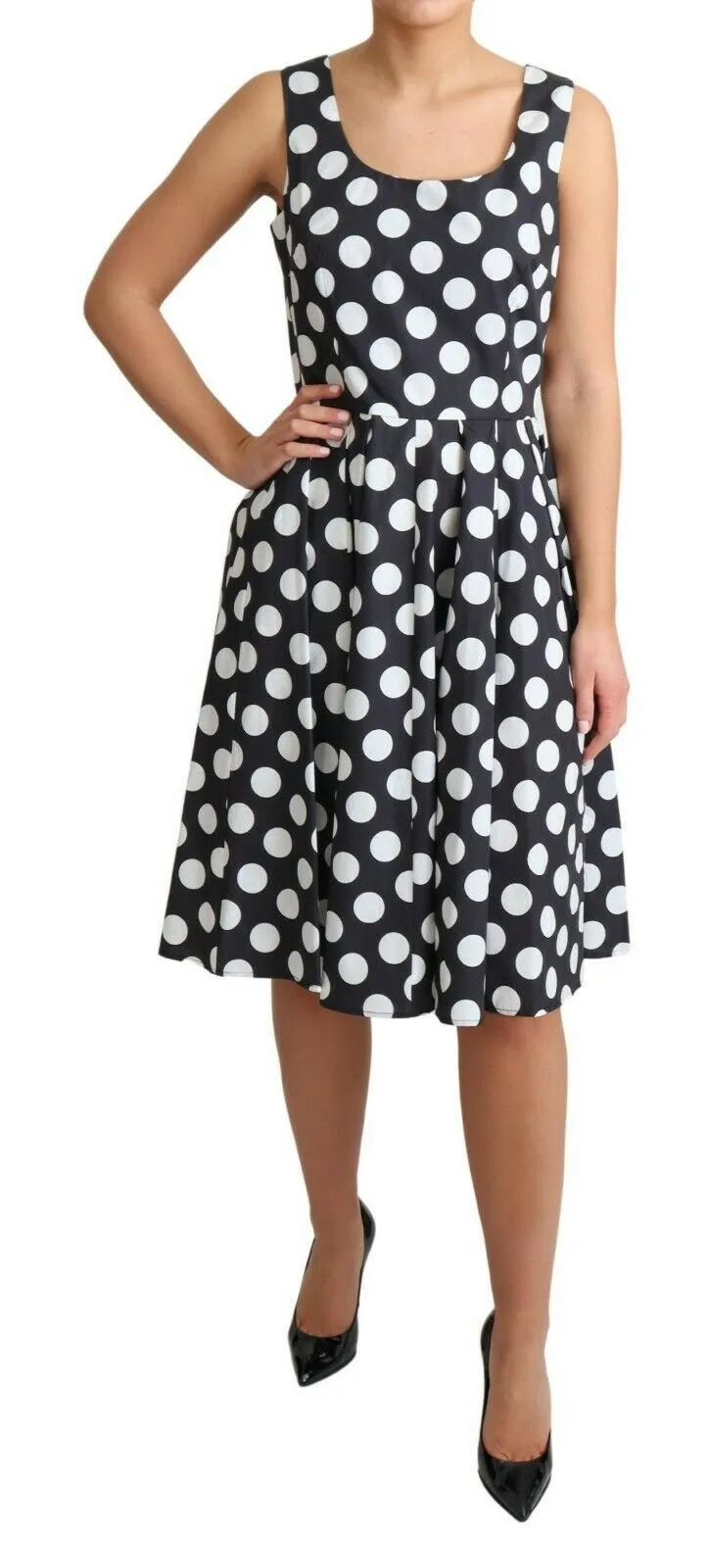 Black Polka Dotted Cotton A-Line Dress sold by Lord & Taylor product image thumbnail 2