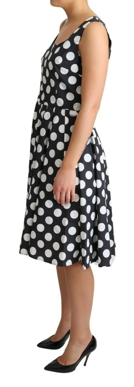 Black Polka Dotted Cotton A-Line Dress sold by Lord & Taylor product image thumbnail 3