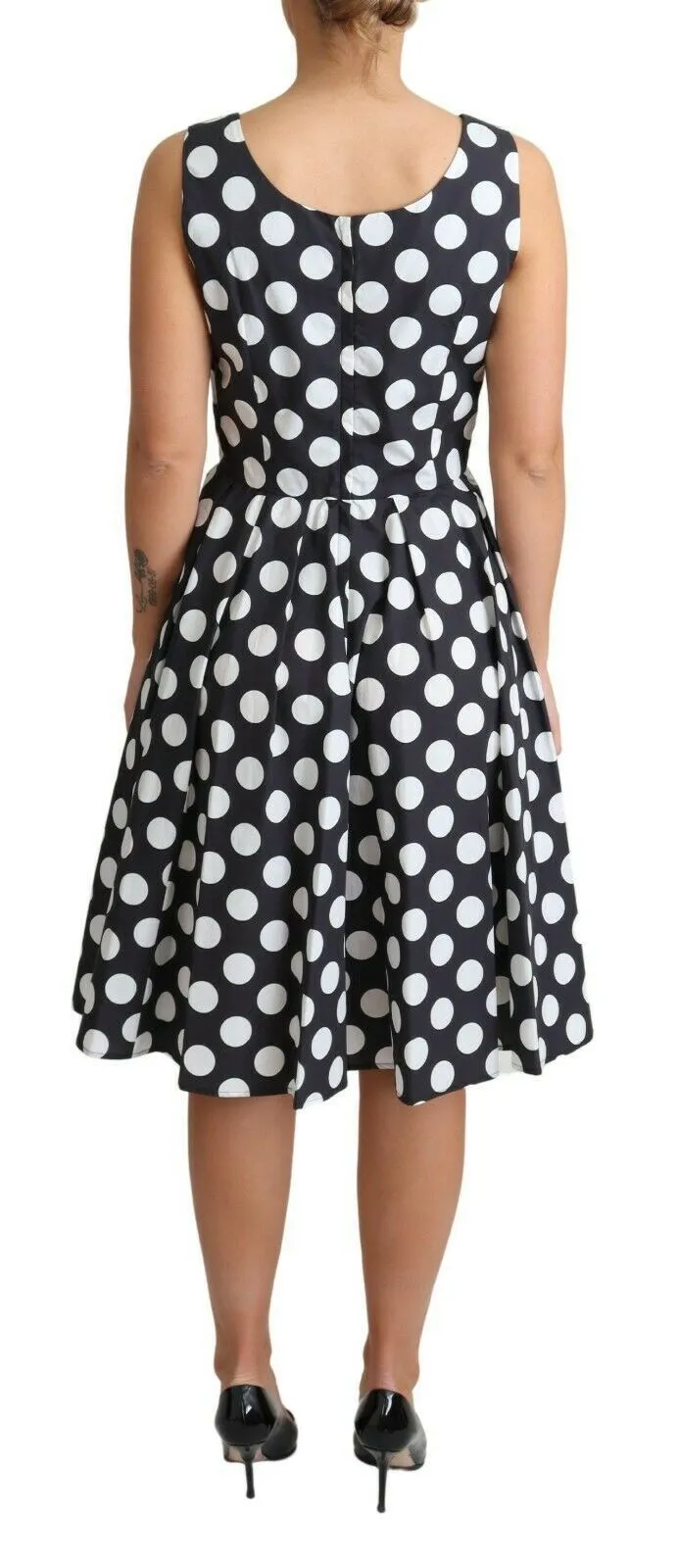 Black Polka Dotted Cotton A-Line Dress sold by Lord & Taylor product image thumbnail 4