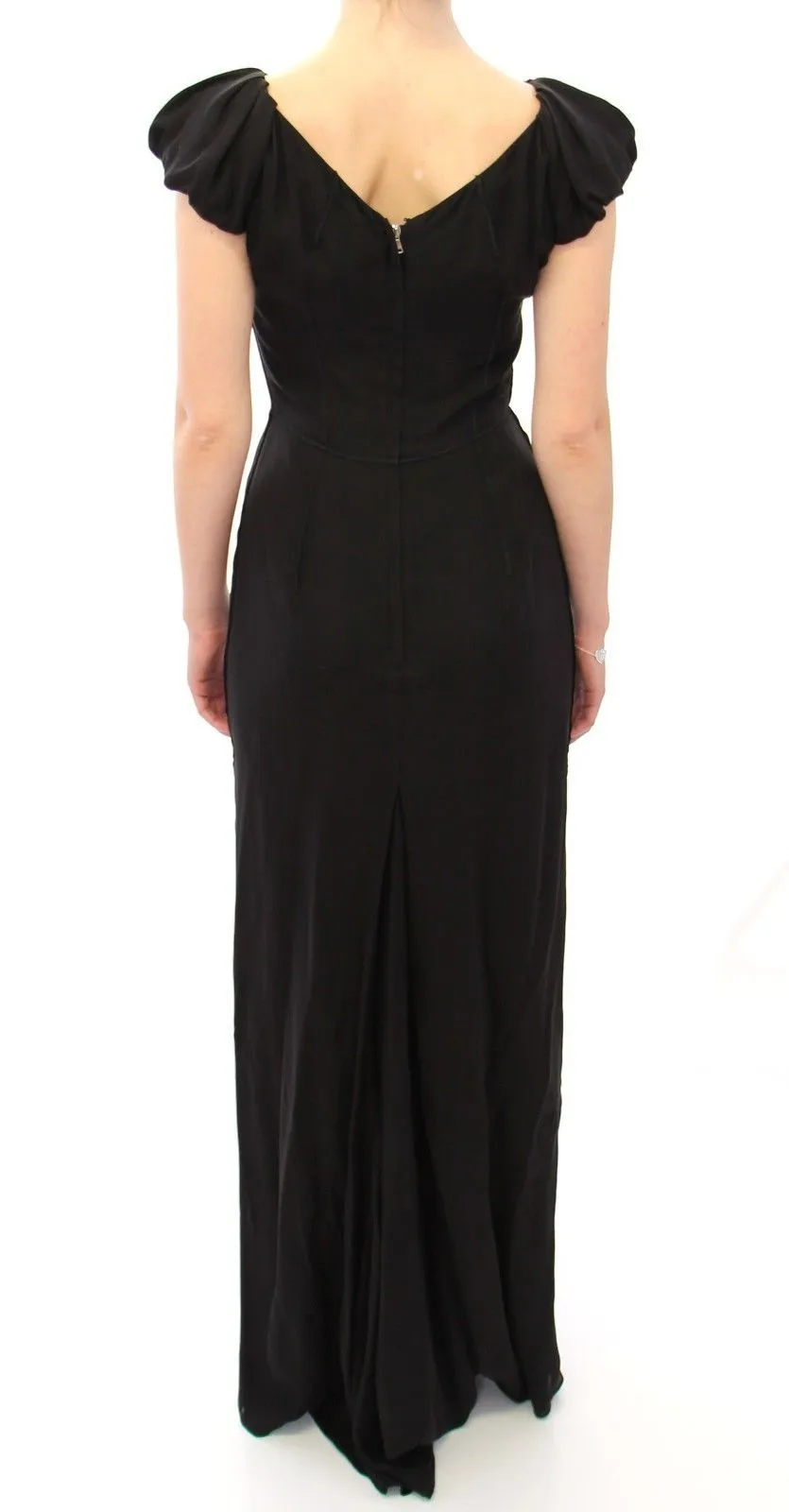 Black Silk Shortsleeve Gown Maxi IT Dress sold by Lord & Taylor product image thumbnail 3