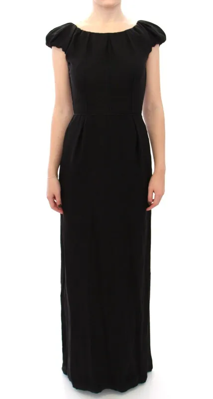 Black Silk Shortsleeve Gown Maxi IT Dress sold by Lord & Taylor