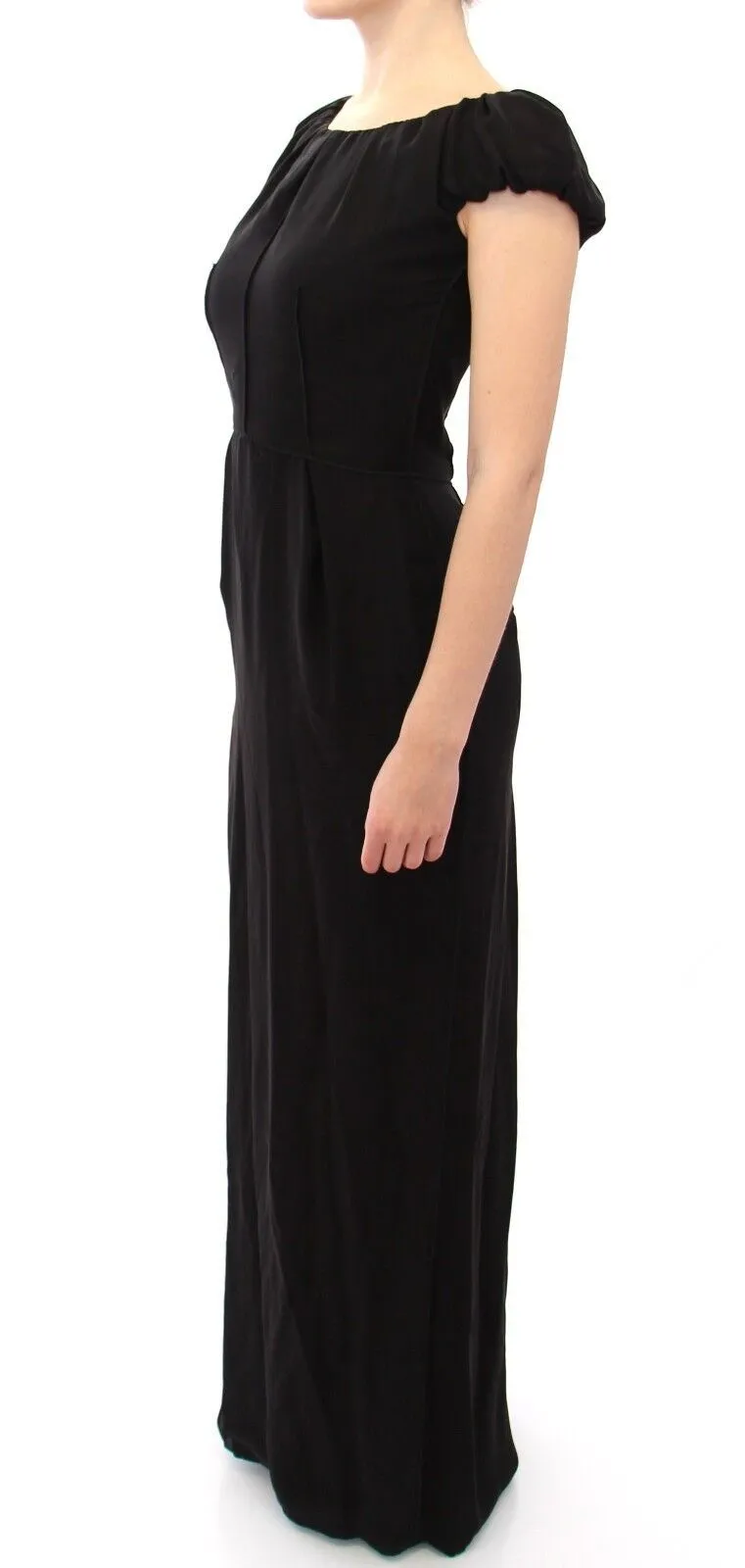 Black Silk Shortsleeve Gown Maxi IT Dress sold by Lord & Taylor product image thumbnail 2