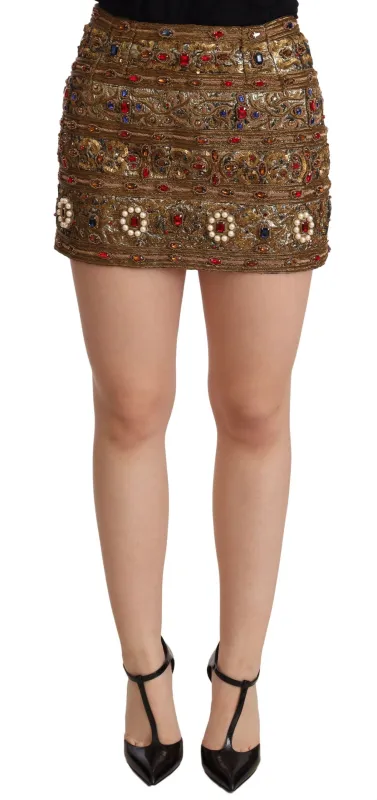 Gold Crystal Jacquard High Waist Skirt sold by Lord & Taylor