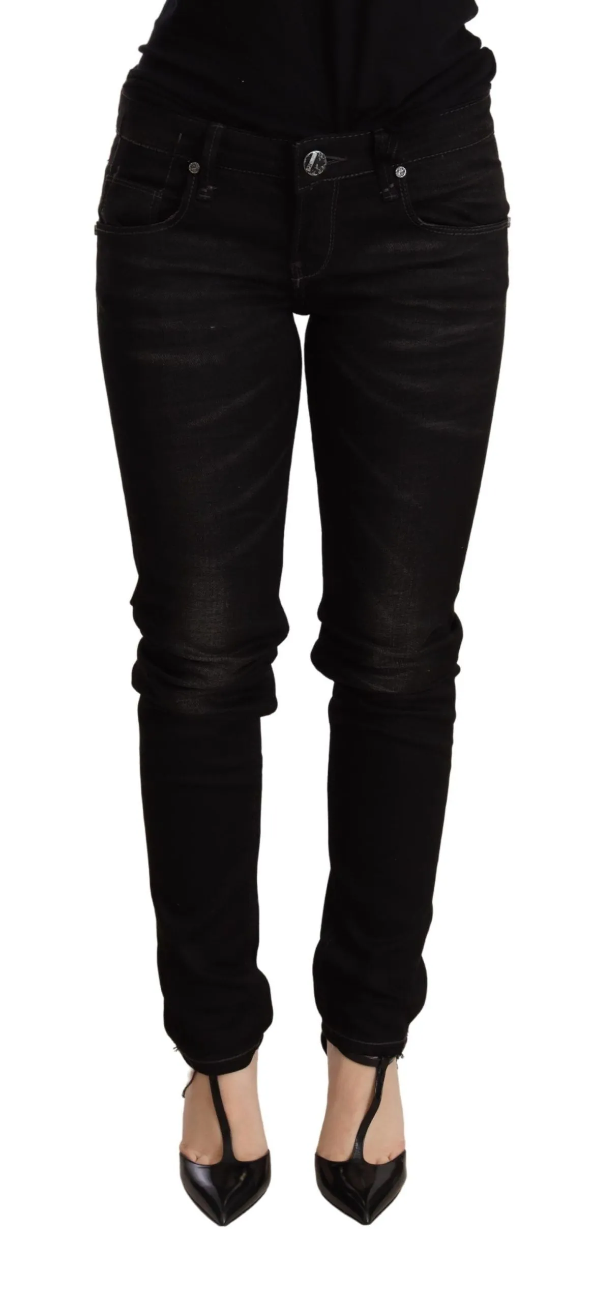 Black Low Waist Skinny Denim Trouser sold by Lord & Taylor