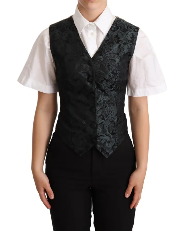 Black Jacquard Floral Waistcoat Vest Green sold by Lord & Taylor