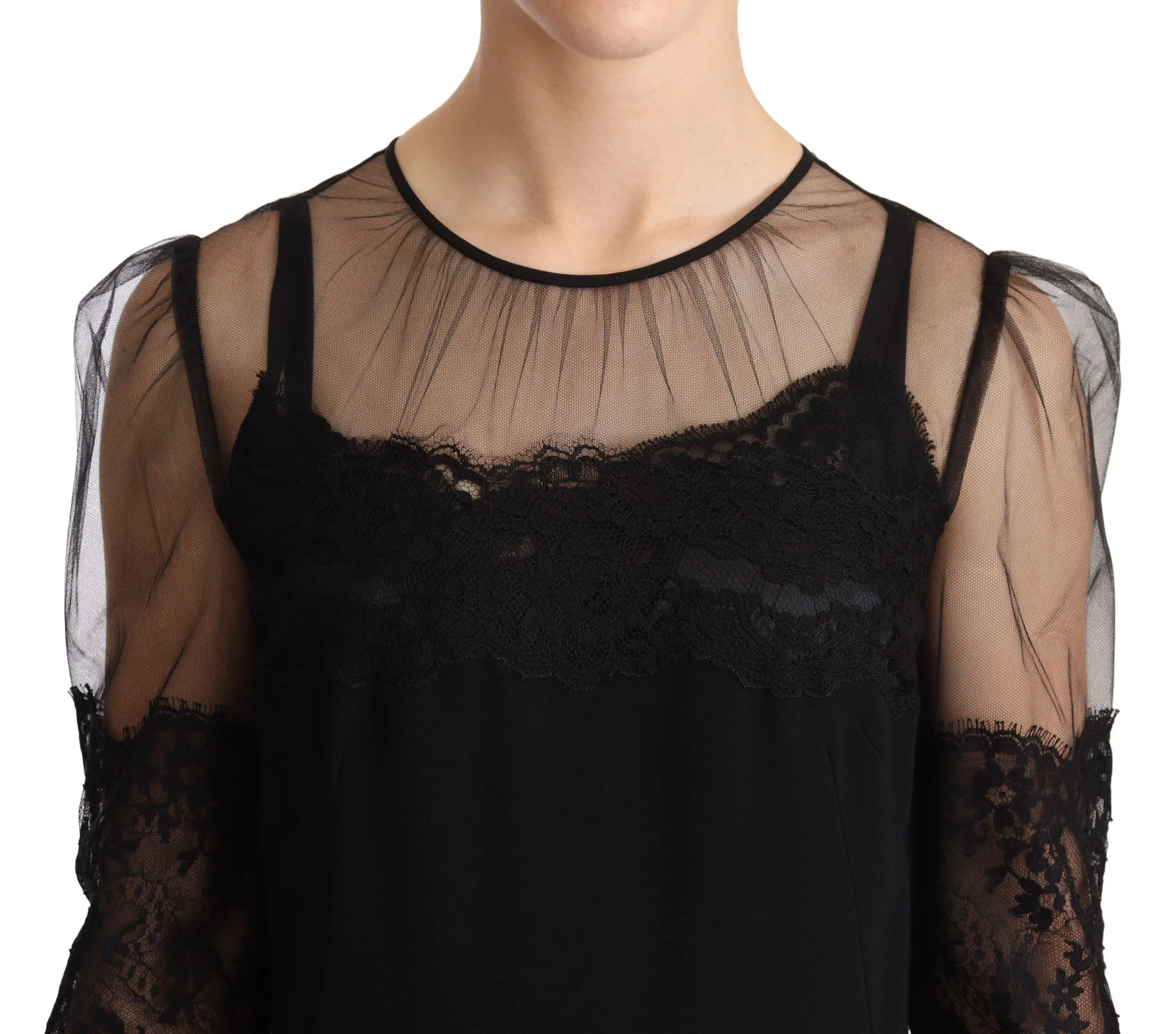 Black Sheer Floral Lace Crystal Maxi Dress sold by Lord & Taylor product image thumbnail 4