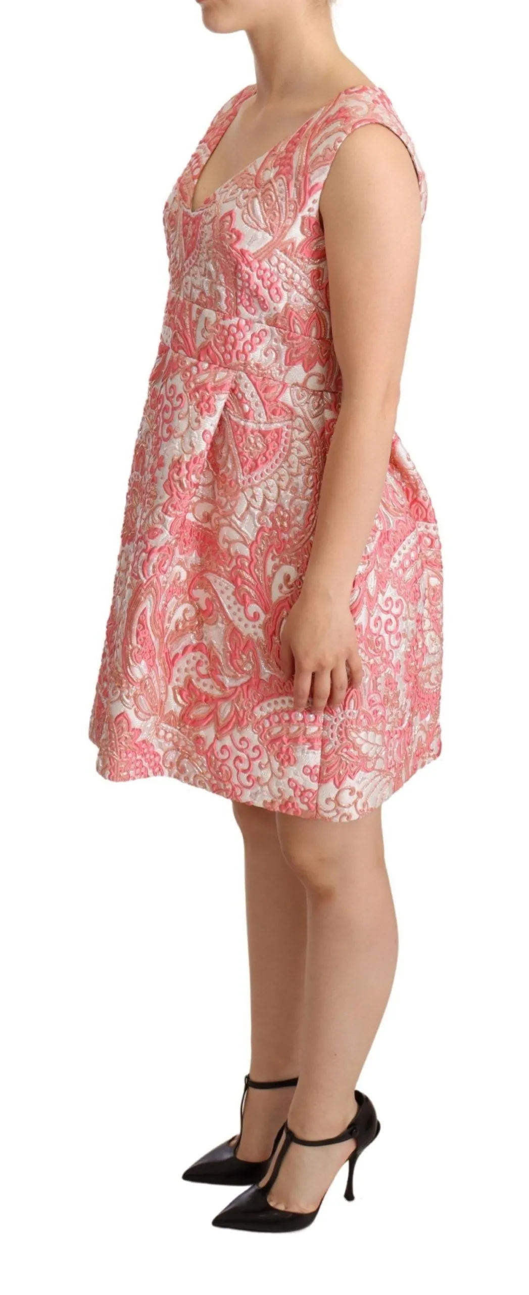 Pink Floral Jacquard Pleated Sheath Dress sold by Lord & Taylor product image thumbnail 2